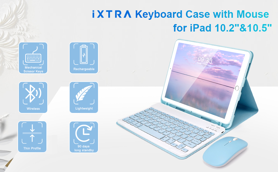 iXTRA iPad Keyboard Case for iPad 10.2" 9th/8th/7th Gen iPad Pro 10.5