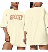 Halloween Shirts for Women Oversized Spooky Season Shirt Retro Stay Spooky Graphic Casual Short S...