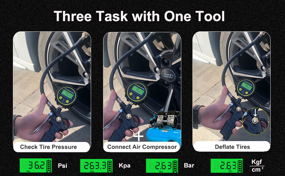 ATsafepro Digital Tire Inflator with Pressure Gauge 200PSI
