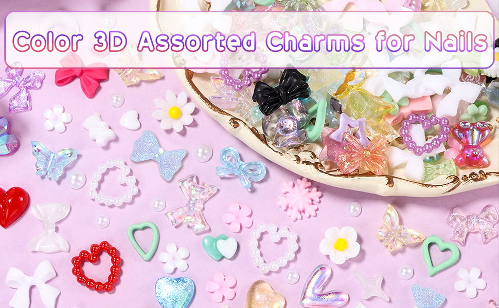 3D Nail Charms and Pearls Gems Set