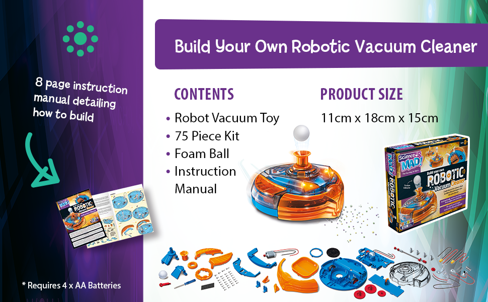 Science Mad Build Your Own Robotic Vacuum Cleaner for Kids Amazon.co