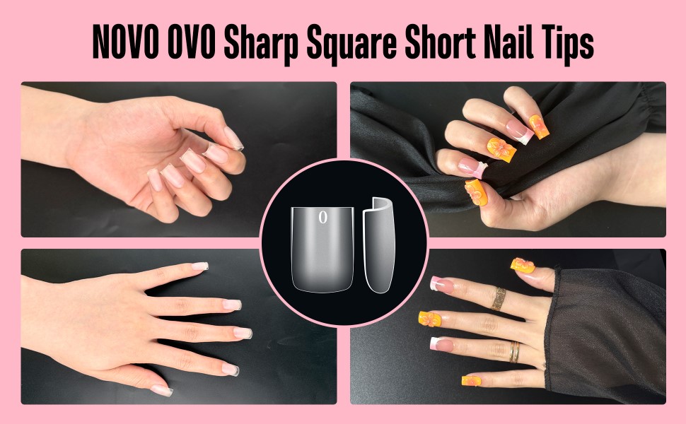 NOVO OVO Sharp square short nail tips