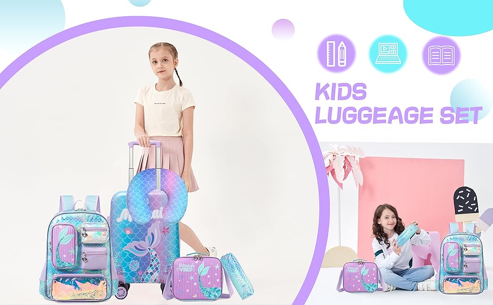 mermiad kids luggage