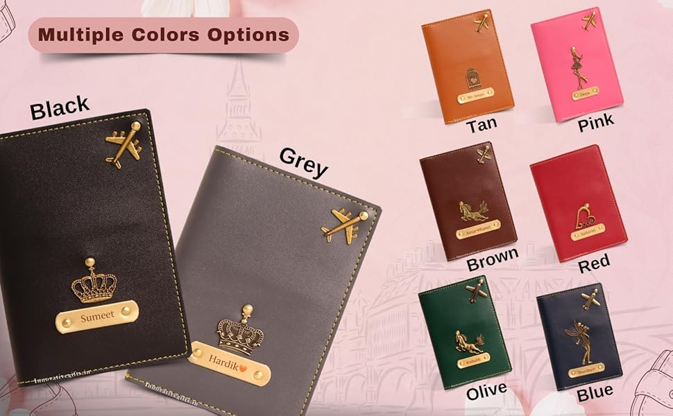 personalised name and charm passport cover