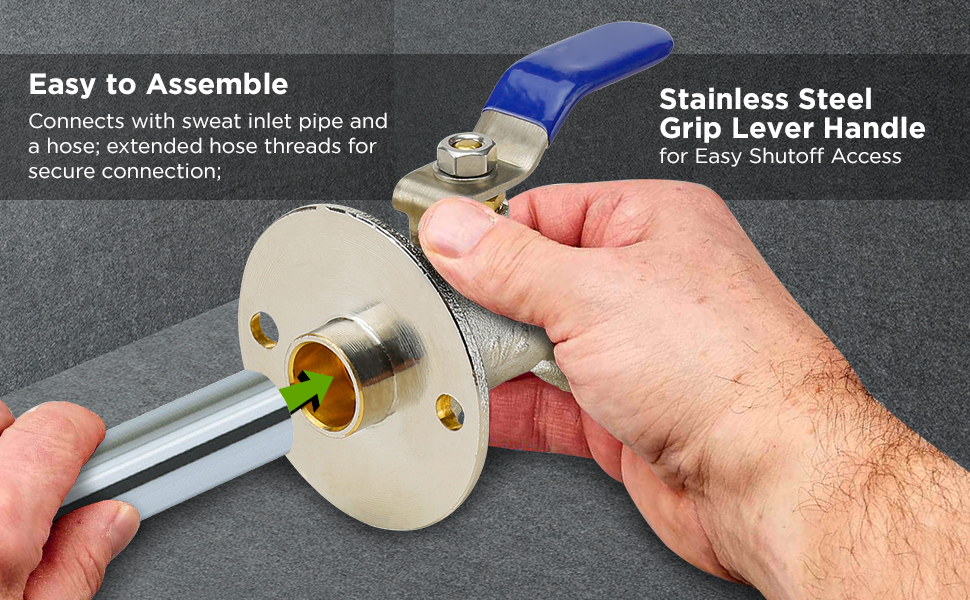Midline Valve S3537 Sillcock Bibb with Oversized Flange 3/4 in. SWT, Chrome Plated Brass, 3/4 in
