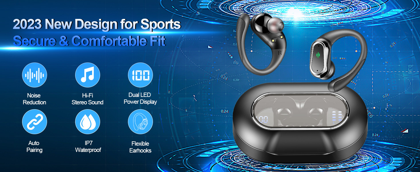 Wireless Earbuds Bluetooth Headphones 48H Play Back Earphones in Ear Waterproof with Microphone