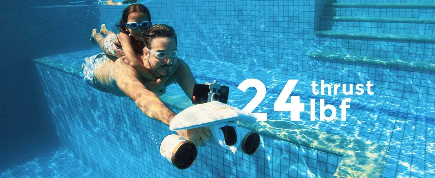 Mix the Double Motor Pro Underwater Scooter with waterproof bag - 2 speed mode 60 min depth 131FT with support for the camera and low battery alarm for snorkeling for pool diving - water scooter for adults and children 12 11 kgf push