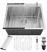 25x22Inch Drop In Kitchen Bar Sink, Herogo Stainless Steel Handmade 10'' Deep Topmount Single Bow...