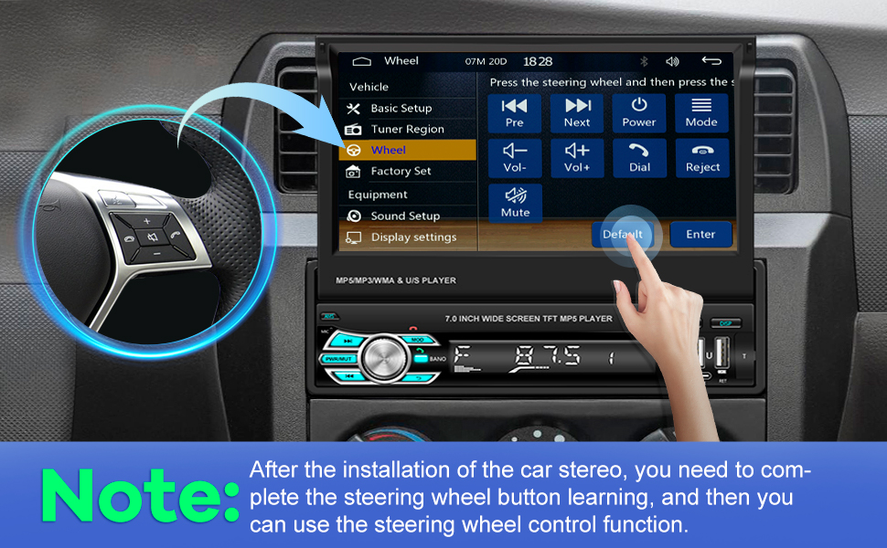 Single Din Flip Out Screen Car Stereo with Wireless Carplay and Android Auto, 7 inch