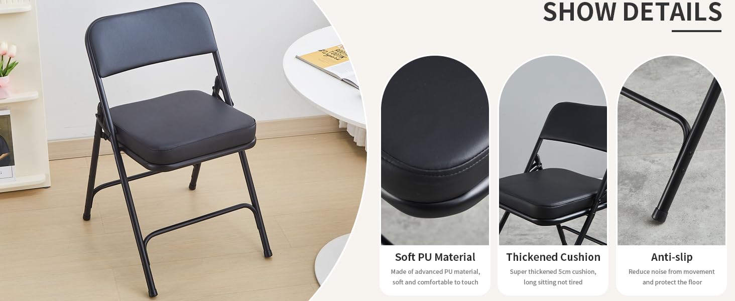 KAIHAOWIN 2 Pack Folding Chairs with Ultra Thick Padded