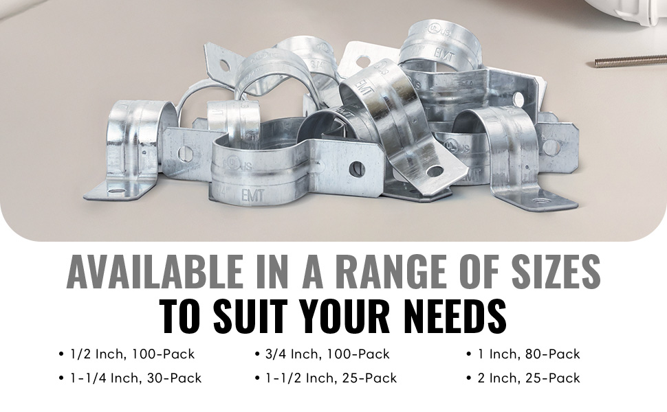 Durable Zinc-Plated Steel our EMT pipe straps are made using heavy-duty zinc-plated steel