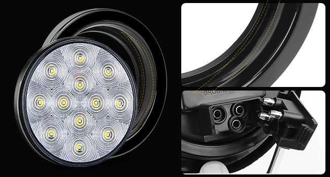 round tail light 4inch 12LED white trailer truck reverse backup lights