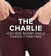 Link to the listing for Joe's Jeans Women's Vineyard Coated Charlie High-Rise Skinny Ankle Jeans.