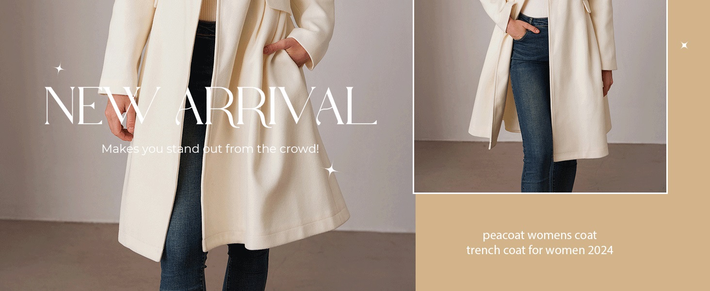 Women's Winter Wool Coat Peacoat Womens Coat Lapel Double-Breasted Pea Coat