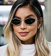 PEGH Retro Small Narrow Irregular Sunglasses Womens Mens Trendy Chic Metal Sun Glasses 90s Sunnie...