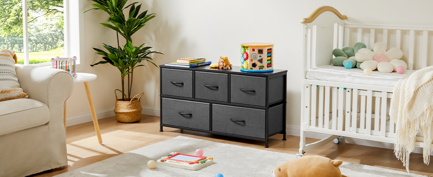 DUMOS Dresser for Bedroom, 5 Storage Drawers,