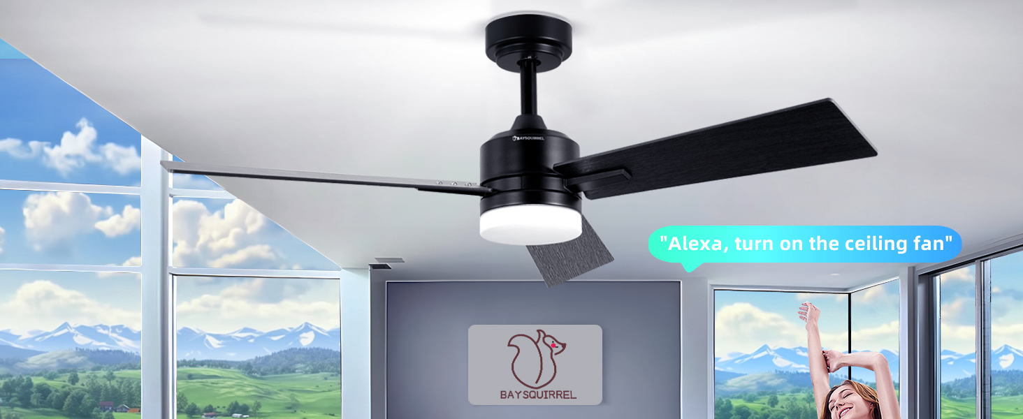 smart low profile ceiling fan with light and alexa
