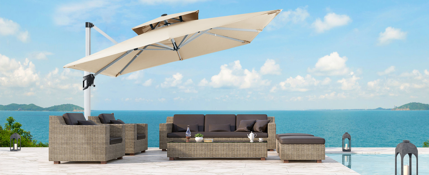 360-degree rotation hanging patio umbrella