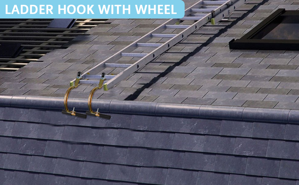 Exttlliy Ladder Roof Hook with Wheel Heavy Duty Roof Ridge