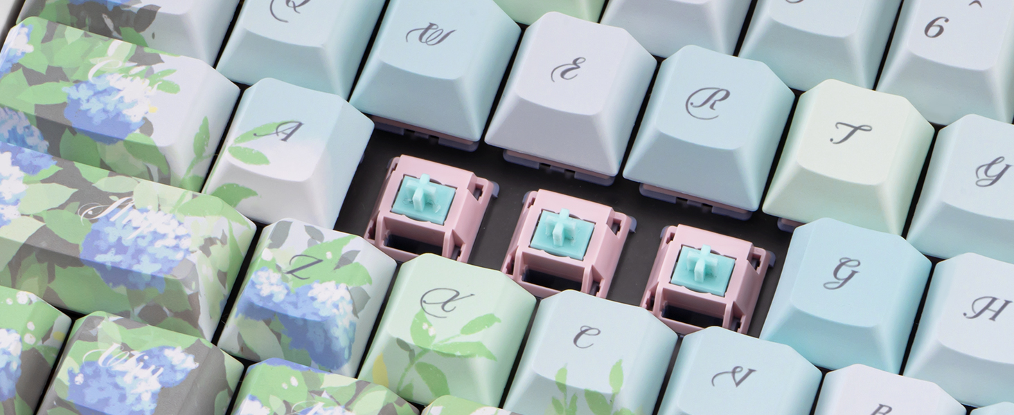 130 Keys Blue PBT Cherry Keycaps, Custom Aesthetic keycaps