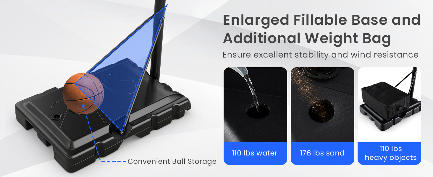 Enlarged Fillable Base and Additional Weighted Bag