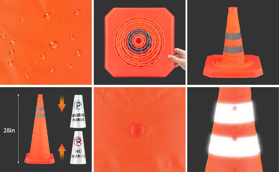 yeesport 4PCS 28 Inch Collapsible Safety Cones, Parking