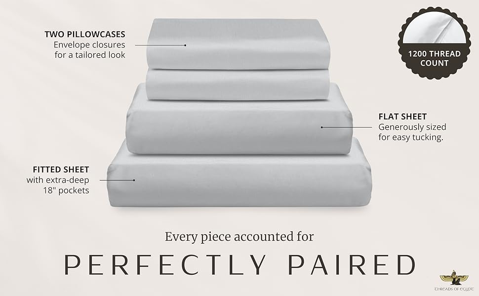 100% Egyptian Cotton Sheets Queen Size | 1200 Thread Count | CEA Gold Seal Certified