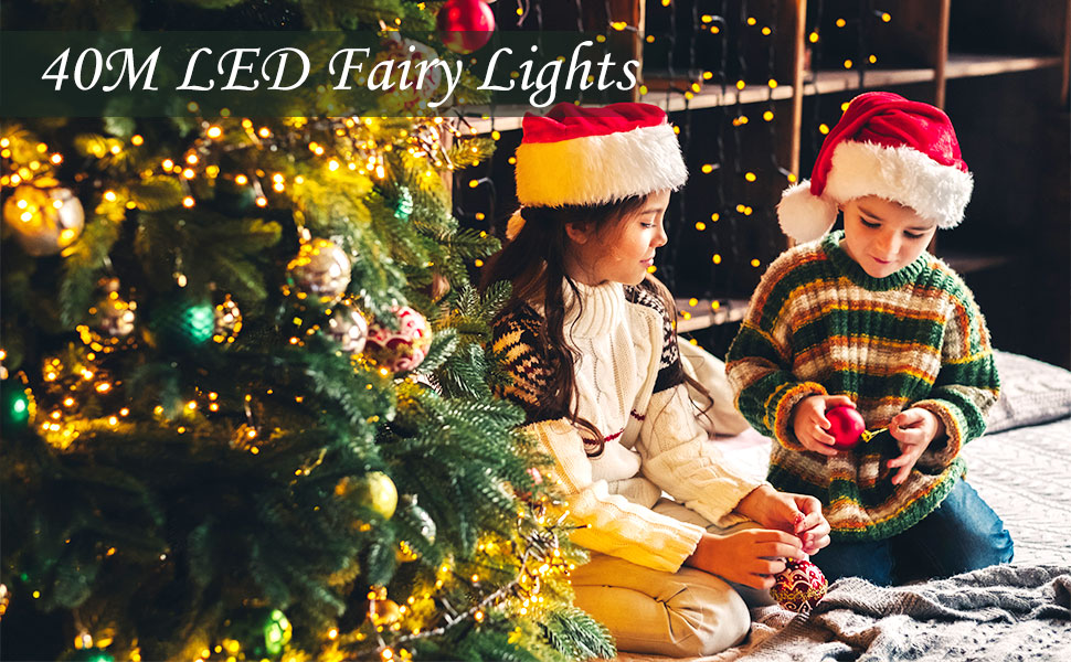 JIAABCHOMO Battery Fairy Lights Operated Outdoor Indoor, 300 LEDs 40m