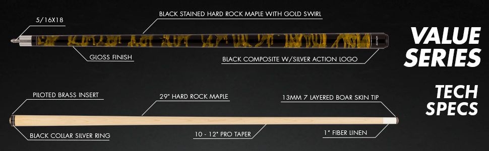 Amazon.com : Action VAL04 Value Series Pool Cue - 58