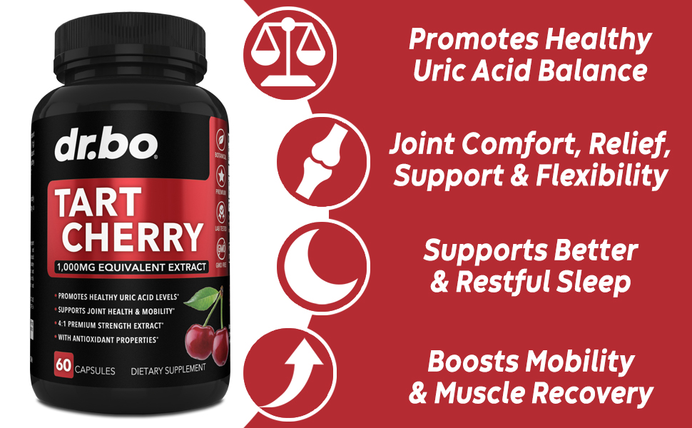 Tart Cherry Extract Capsules Supplement Purge Uric Acid