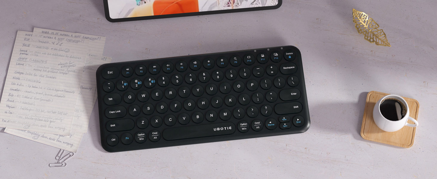 UBOTIE Portable Slim Bluetooth Keyboard, Wireless Colorful