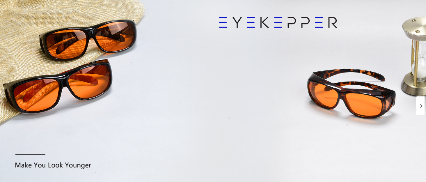 Eyekepper 100% Anti-Blue Light Blocking Fitover Glasses Wear Over Computer Glasses With Amber Lens