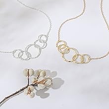 sterling silver and 14k gold vermeil 5 ring necklaces