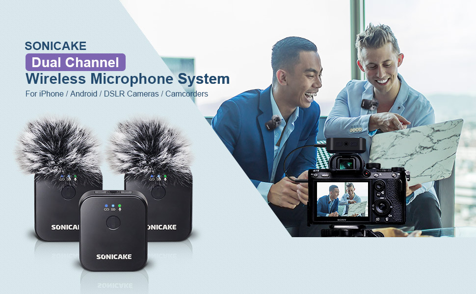 SONICAKE Wireless Lavalier Microphone 2.4GHz 164 ft/50M