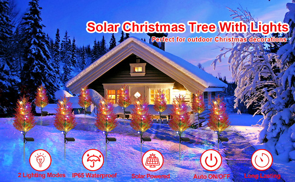 4 Pack Solar Christmas Tree Lights Outdoor Waterproof