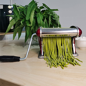 Stainless Steel Manual Noodle Maker with 2mm & 4mm Cutting Blades Durable Hand Crank Pasta Machine