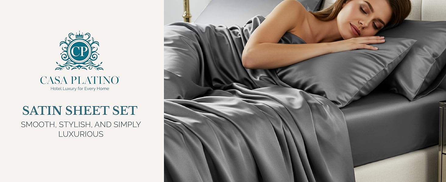 casa platino Sheets, satin sheets, bed sheets, silky satin sheets, silk sheets, luxury sheets