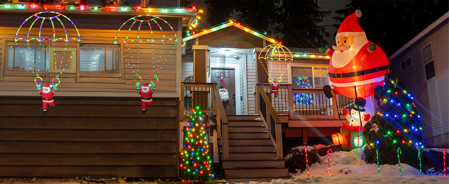 LED Christmas Parachute Lights with Santa Claus