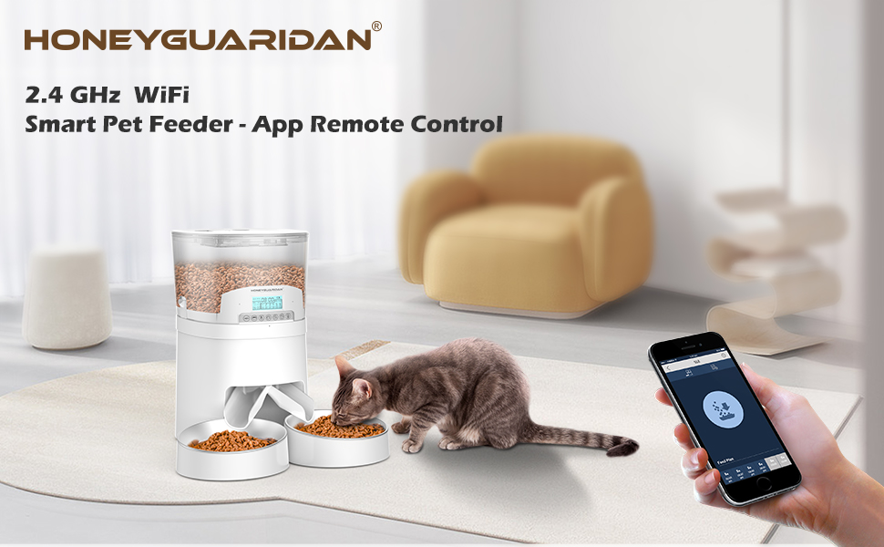 HoneyGuaridan Automatic Cat Feeder for 2 Cats