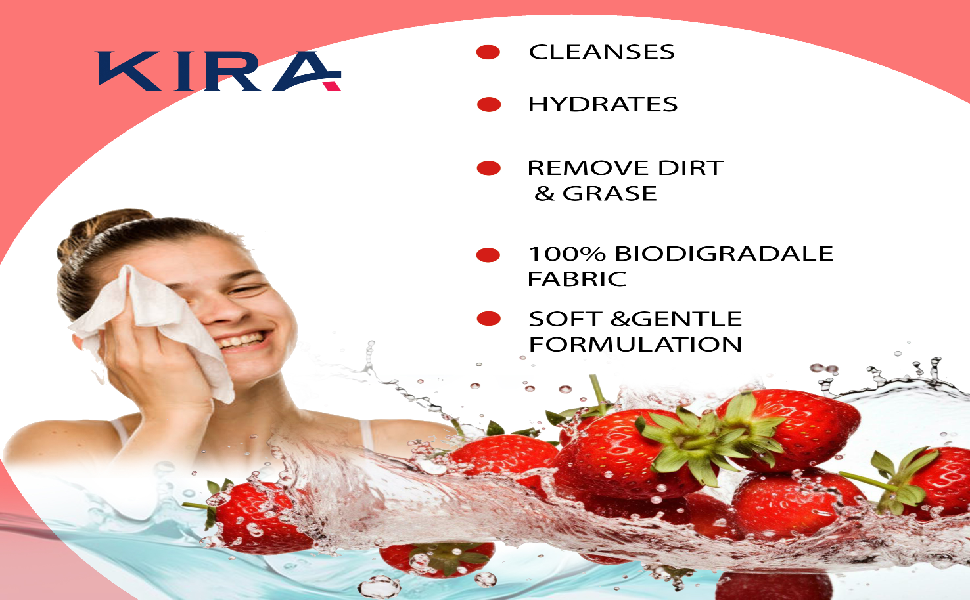 KIRA 25 sheet Clean & Glow Makeup Remover Wipes, Cleansing And Hydrating Facial Wipes