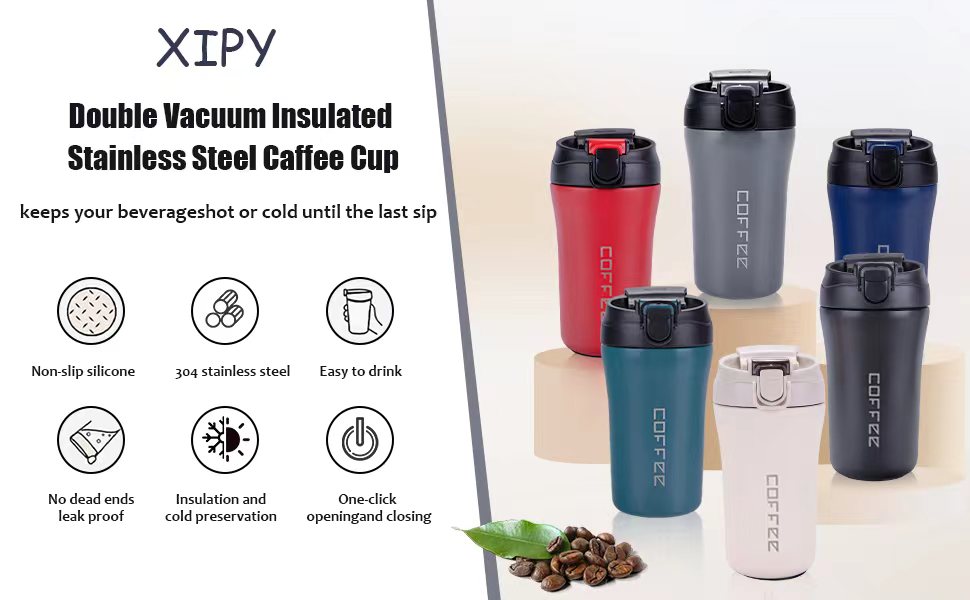 14 oz Travel Coffee Mug, 2 Pack Vacuum Insulated Coffee Travel Mug Spill Proof with