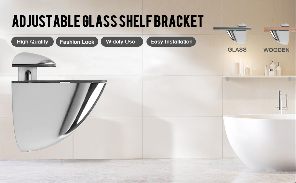 Adjustable Glass Shelf Bracket, Qikuver Adjustable Wood