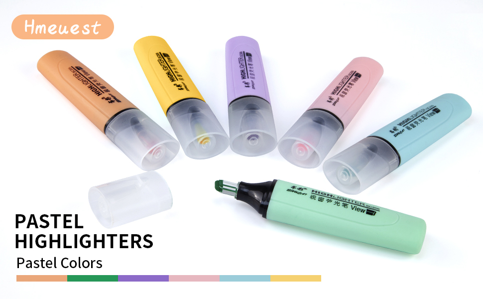 Hmeuest Highlighters, Pastel Highlighters with Clear View Tip, See