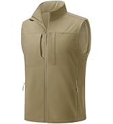 TACVASEN Men's Windproof Lightweight Vest Waterproof with Pockets Softshell Sleeveless Fleece Jac...
