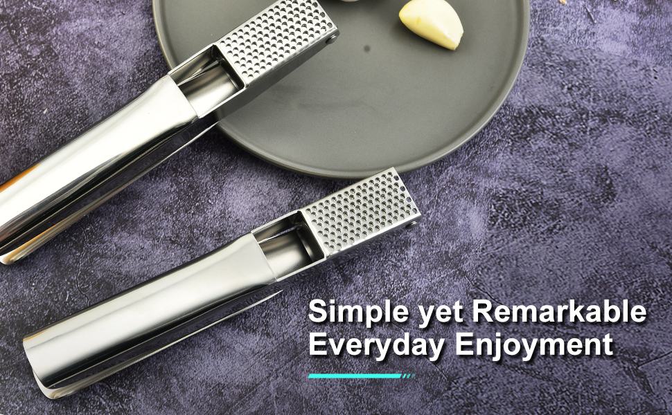 Garlic Press，Stainless Steel Garlic Crusher，No Peel