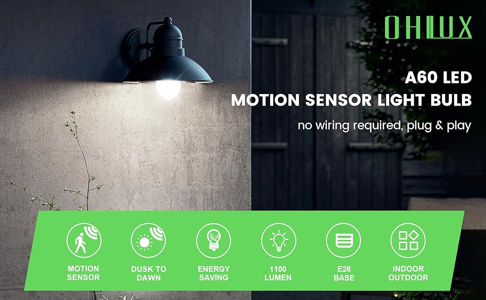 Motion Sensor Light Bulbs, 13W (120Watt Equivalent) Motion Detector