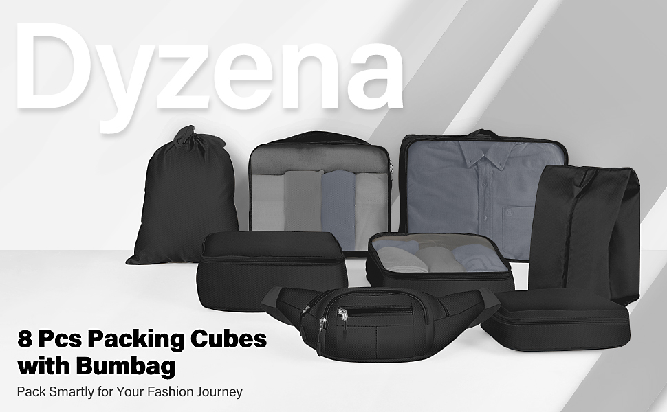 Packing Cubes for Backpack with Bumbag, Dyzena 8 PCS Suitcase Dividers