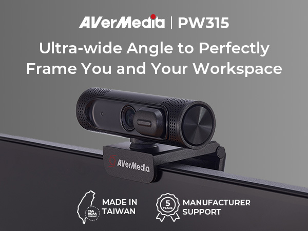 AVerMedia PW315 ウェブカメラ PW315 1080p60 Wide Angle Webcam for Content Creation