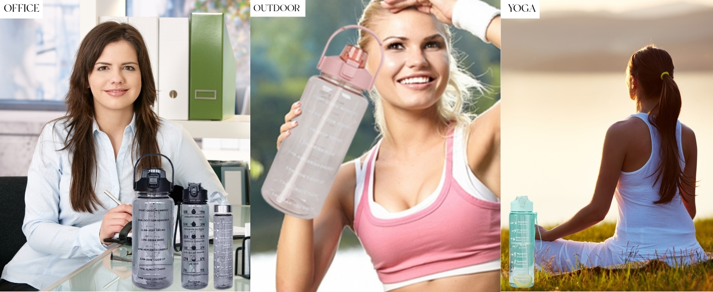 REFULGIX Set of 3 Transparent Water Bottles