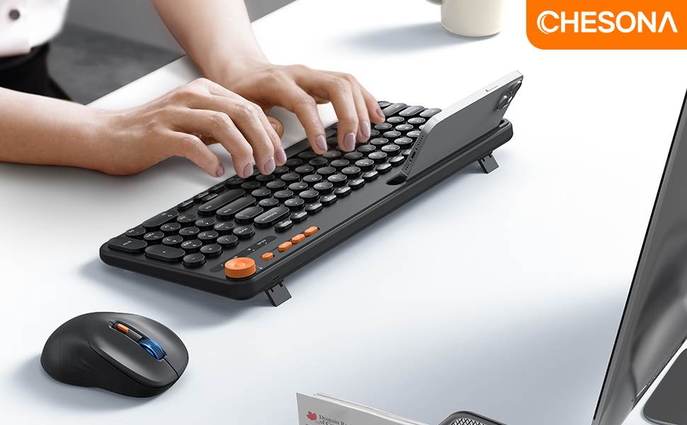 CHESONA Bluetooth Keyboard and Mouse Wireless, MultiDevice